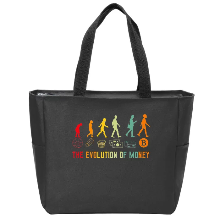 The Evolution Of Money Bitcoin Btc Crypto Cryptocurrency Zip Tote Bag