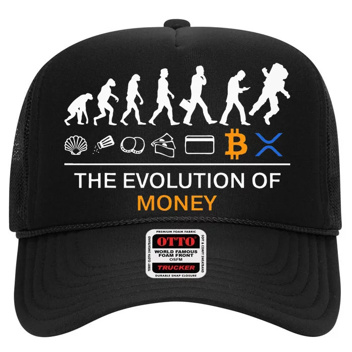 The Evolution Of Money Bitcoin Ripple Xrp To The Moon High Crown Mesh Trucker Hat