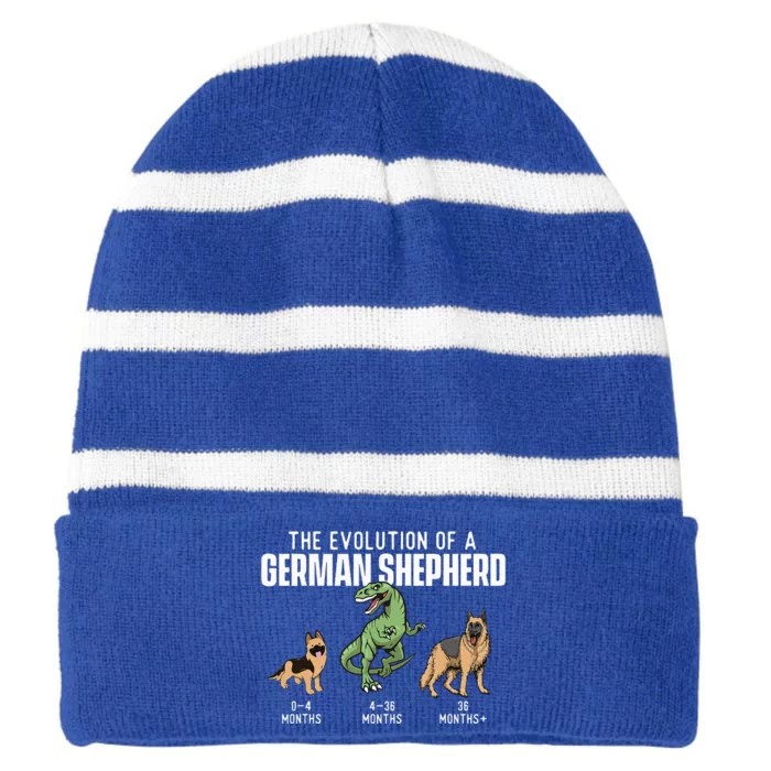 The Evolution Of A German Shepherd Dog Owner Pet Lover Striped Beanie with Solid Band