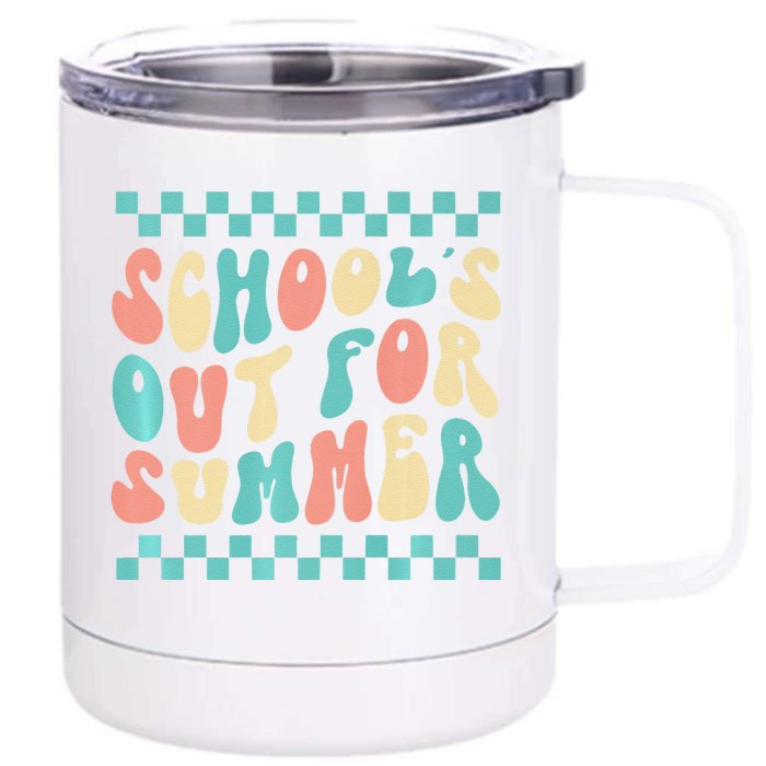 Teacher End Of Year Schools Out For Summer Retro Last Day Premium Front & Back 12oz Stainless Steel Tumbler Cup