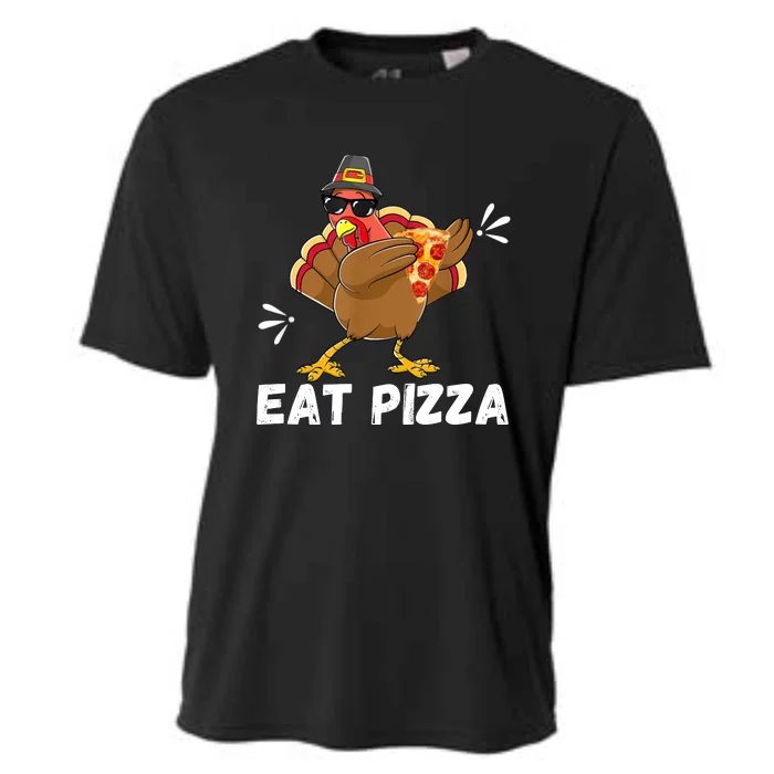 Turkey Eat Pizza Adult Vegan Kids Funny Thanksgiving Cooling Performance Crew T-Shirt