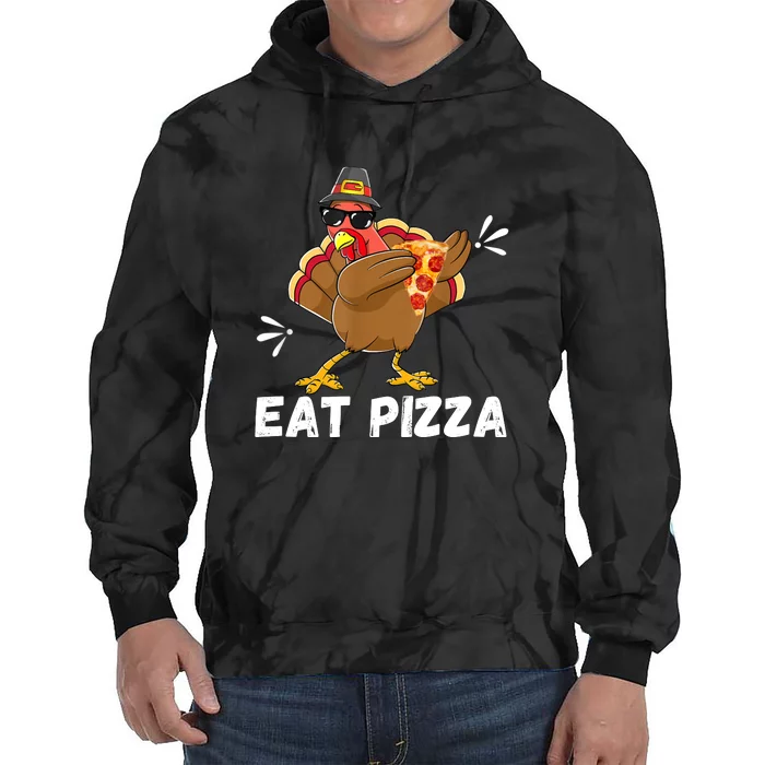 Turkey Eat Pizza Adult Vegan Kids Funny Thanksgiving Tie Dye Hoodie