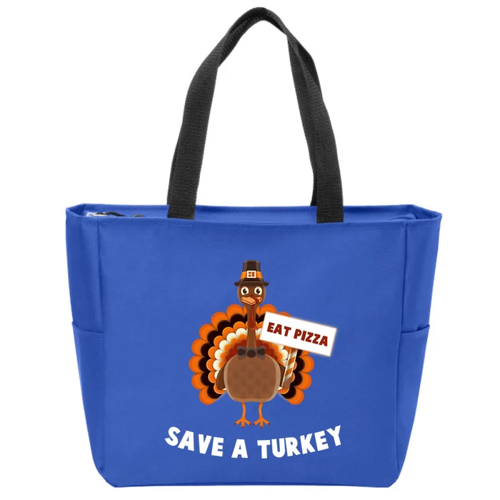 Turkey Eat Pizza Funny Thanksgiving Meaningful Gift Zip Tote Bag