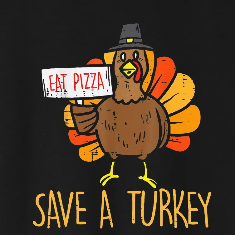 Turkey Eat Pizza  Vegan  Funny Thanksgiving Women's Crop Top Tee