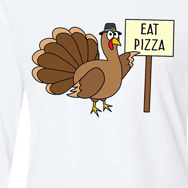 Turkey Eat Pizza Vegan Funny Thanksgiving Gifts Womens Cotton Relaxed Long Sleeve T-Shirt