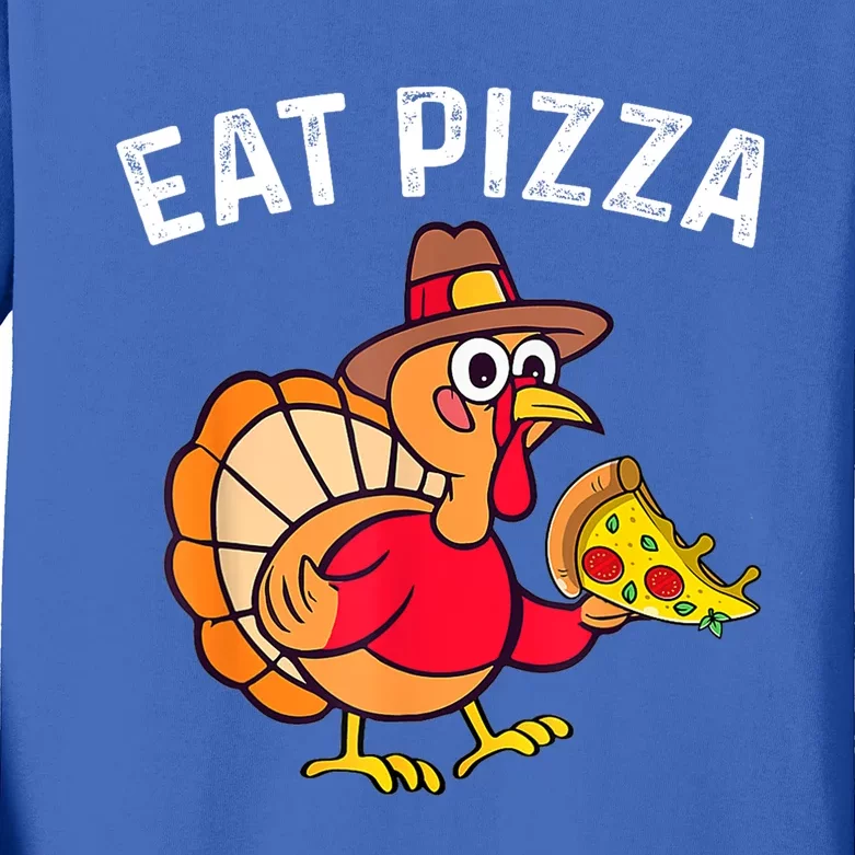 Turkey Eat Pizza Vegan Funny Thanksgiving Gifts Kids Long Sleeve Shirt