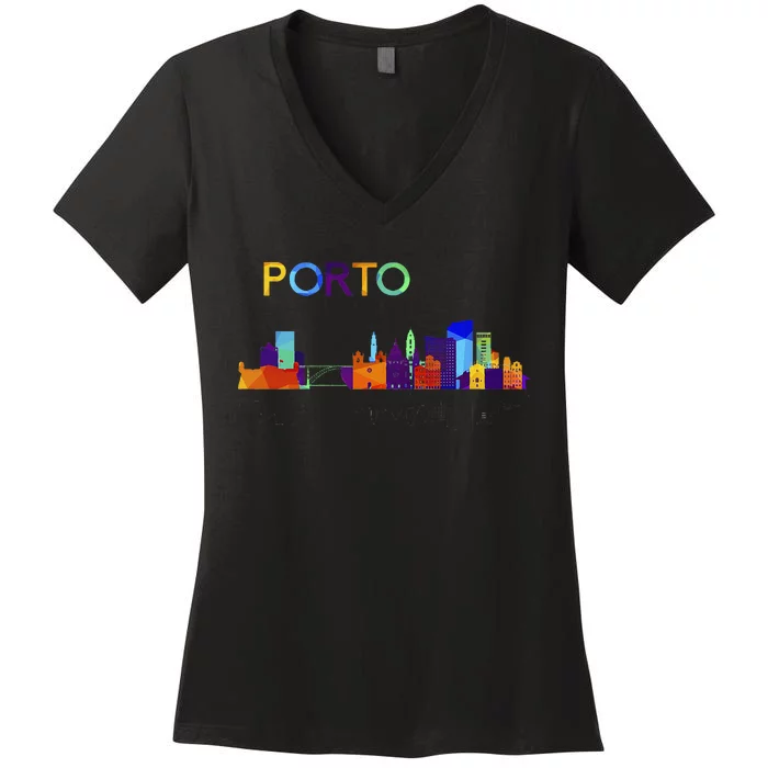 Travel Europe Portugal Porto Portuguese Vacation Souvenir Women's V-Neck T-Shirt