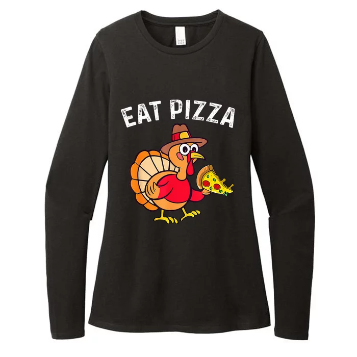 Turkey Eat Pizza Adult Vegan  Funny Thanksgiving Gifts Womens CVC Long Sleeve Shirt