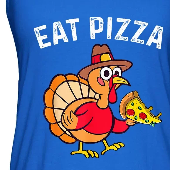 Turkey Eat Pizza Adult Vegan  Funny Thanksgiving Gifts Ladies Essential Flowy Tank