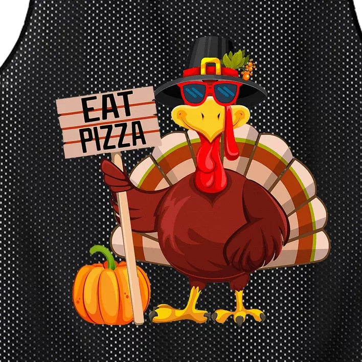 Turkey Eat Pizza Vegan Funny Thanksgiving Mesh Reversible Basketball Jersey Tank