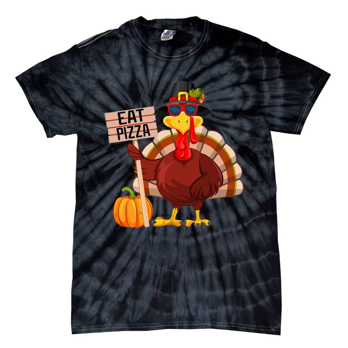 Turkey Eat Pizza Vegan Funny Thanksgiving Tie-Dye T-Shirt