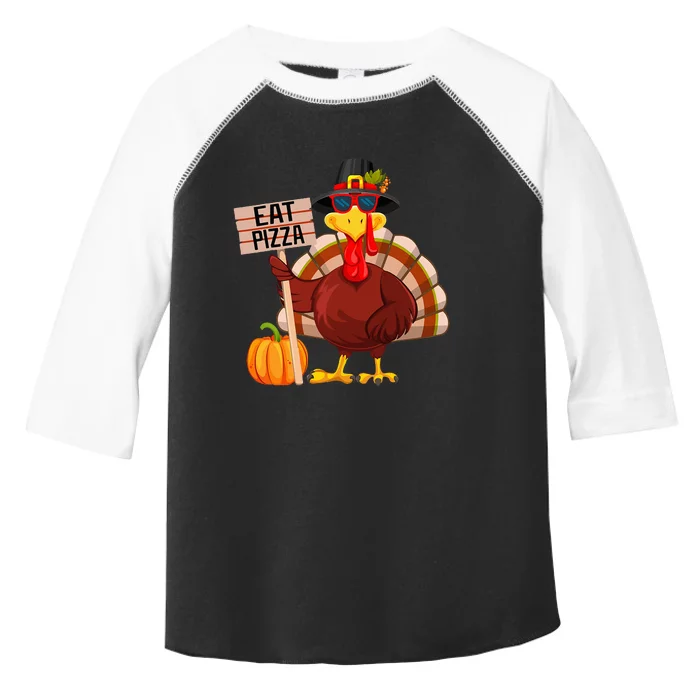 Turkey Eat Pizza Vegan Funny Thanksgiving Toddler Fine Jersey T-Shirt