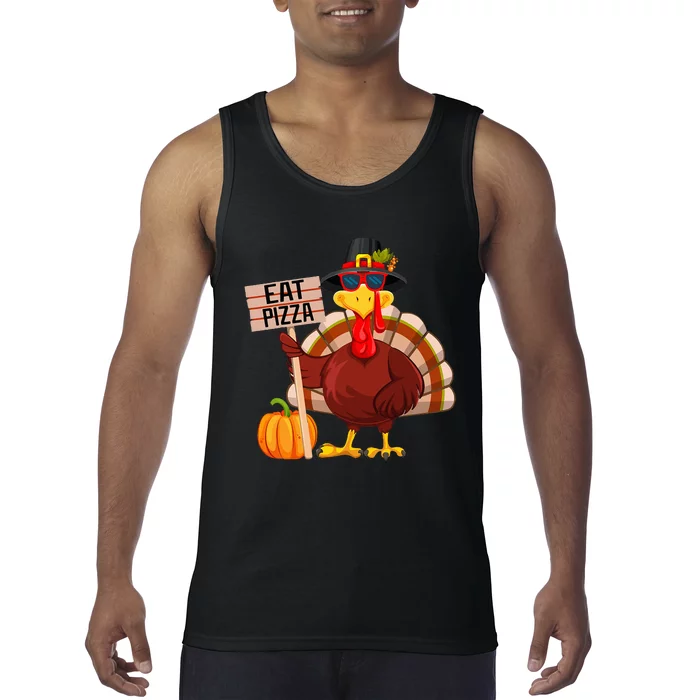 Turkey Eat Pizza Vegan Funny Thanksgiving Tank Top