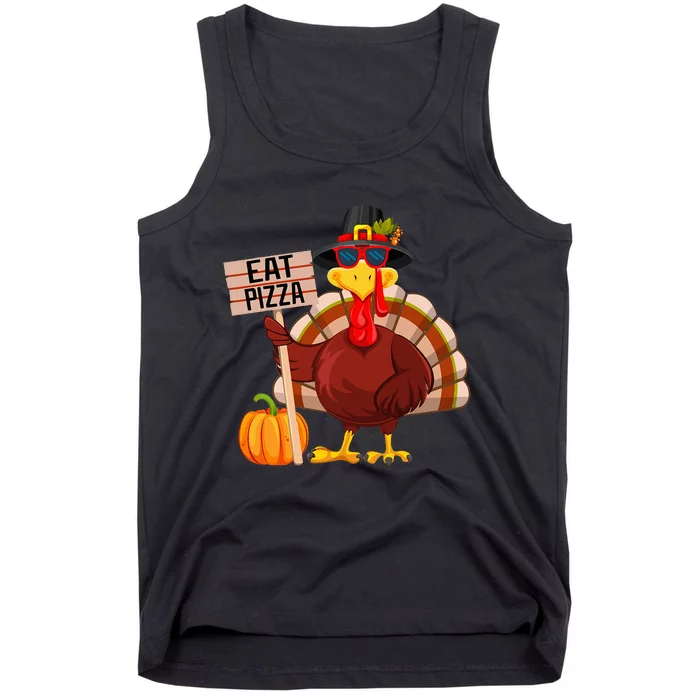 Turkey Eat Pizza Vegan Funny Thanksgiving Tank Top