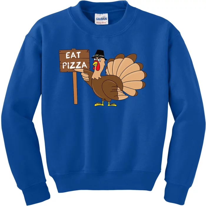 Turkey Eat Pizza Vegan Funny Thanksgiving Gift Kids Sweatshirt