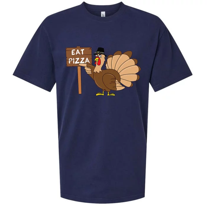 Turkey Eat Pizza Vegan Funny Thanksgiving Gift Sueded Cloud Jersey T-Shirt