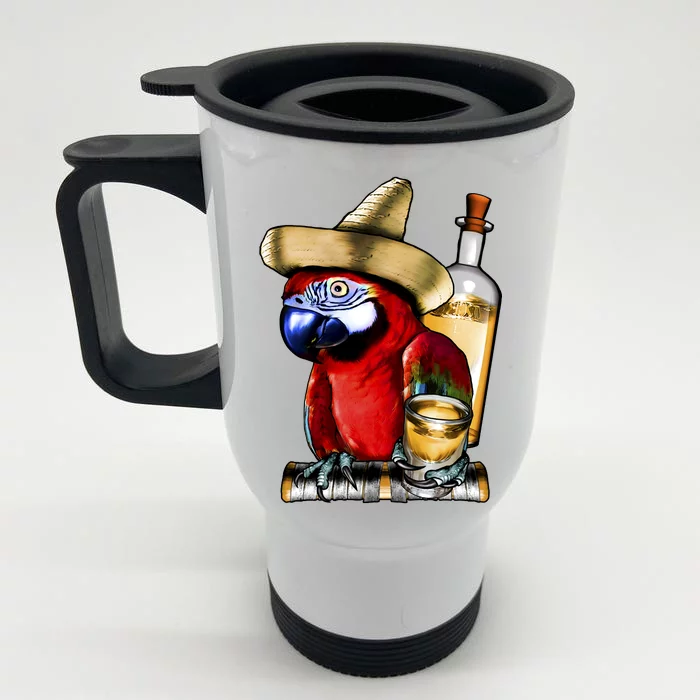 Tequilla Parrot Front & Back Stainless Steel Travel Mug