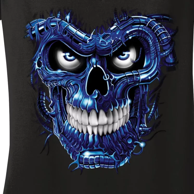 Terminator Skull Women's V-Neck T-Shirt