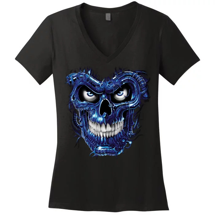 Terminator Skull Women's V-Neck T-Shirt