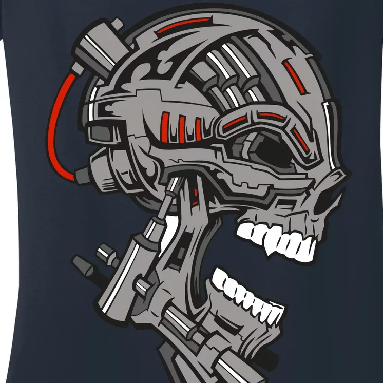 Terminator Skull Gun Head Women's V-Neck T-Shirt