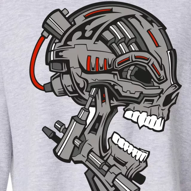 Terminator Skull Gun Head Cropped Pullover Crew