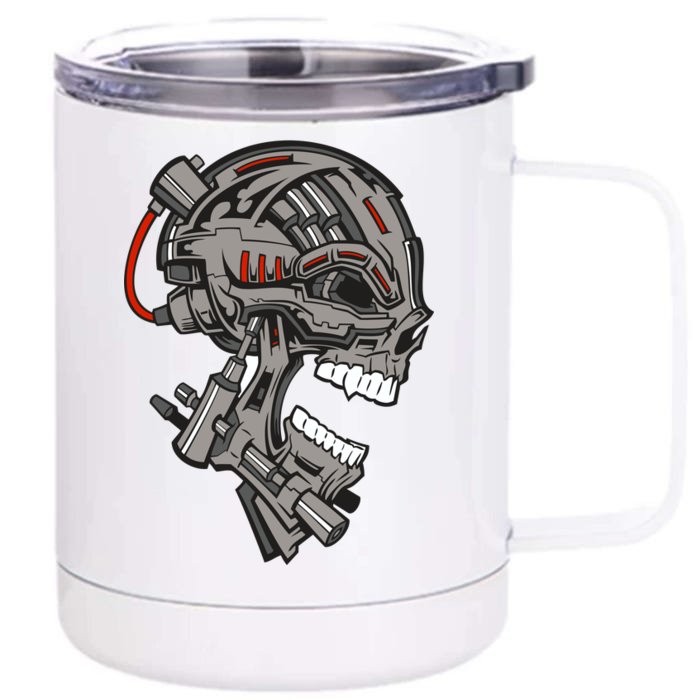 Terminator Skull Gun Head Front & Back 12oz Stainless Steel Tumbler Cup