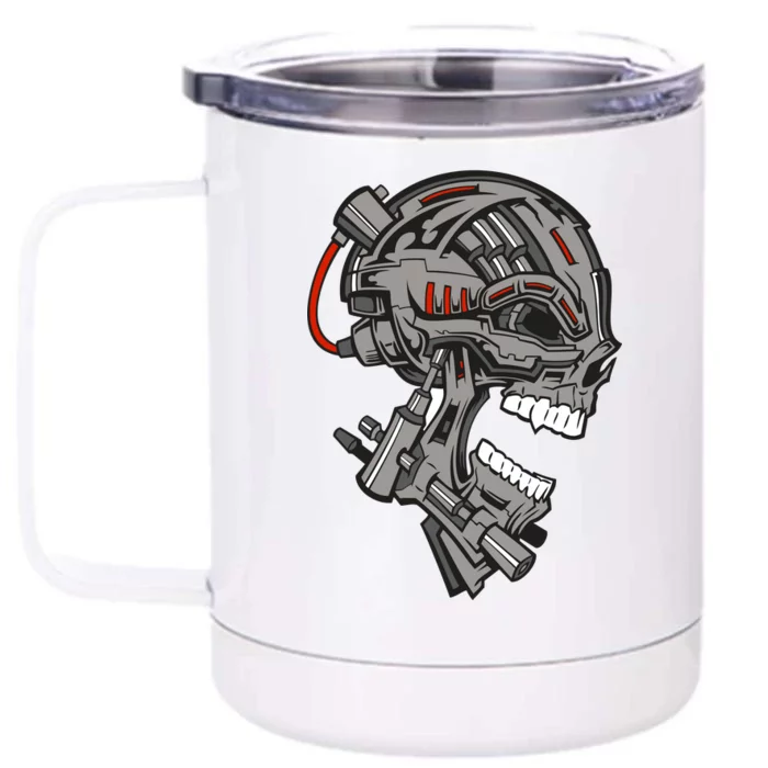 Terminator Skull Gun Head Front & Back 12oz Stainless Steel Tumbler Cup