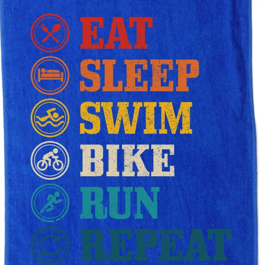 Triathlon Eat Sleep Swim Bike Run Repeat Triathlete Gift Platinum Collection Golf Towel