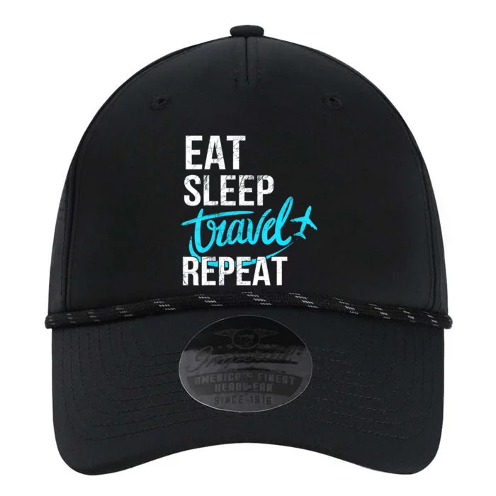 Travelling Eat Sleep Travel Repeat Distressed Funny Gift Performance The Dyno Cap