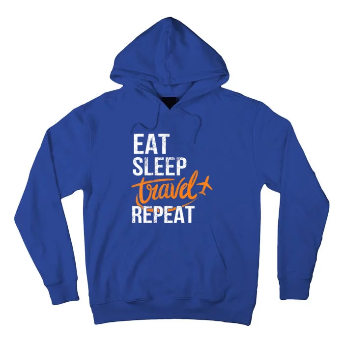 Travelling Eat Sleep Travel Repeat Distressed Funny Traveler Cute Gift Tall Hoodie