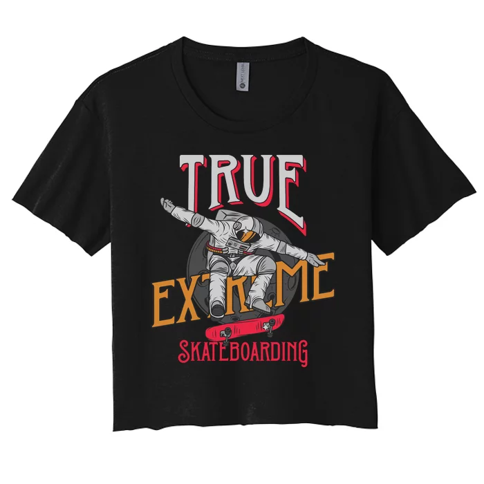 True Extreme Skateboarding Women's Crop Top Tee