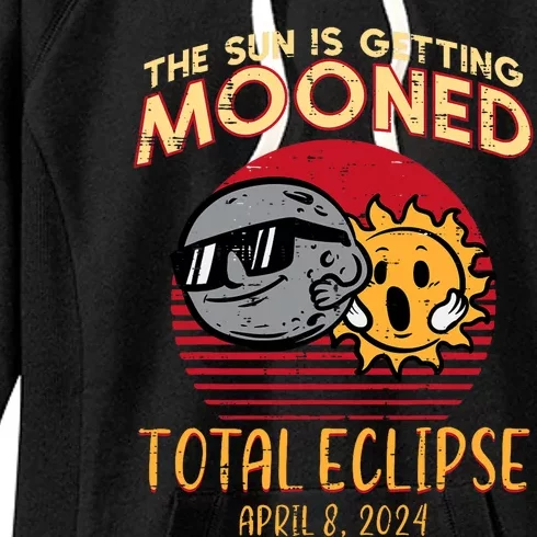 Total Eclipse Sun Getting Mooned April 8 2024 Women's Fleece Hoodie