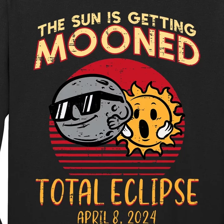 Total Eclipse Sun Getting Mooned April 8 2024 Tall Long Sleeve T-Shirt