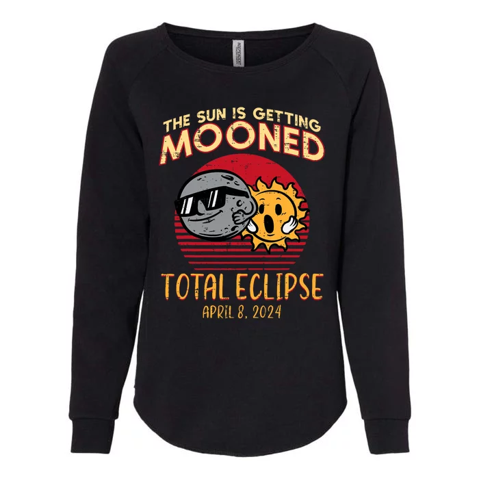 Total Eclipse Sun Getting Mooned April 8 2024 Womens California Wash Sweatshirt