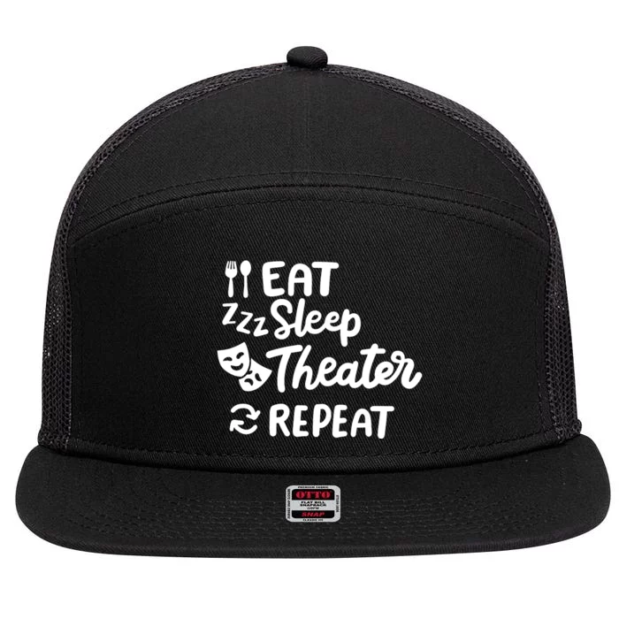 Theater Eat Sleep Repeat Theater 7 Panel Mesh Trucker Snapback Hat