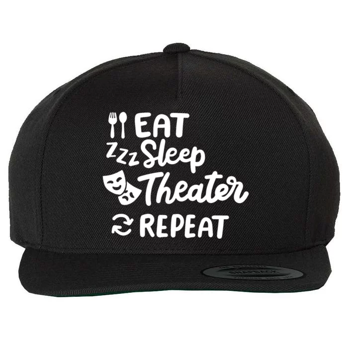 Theater Eat Sleep Repeat Theater Wool Snapback Cap