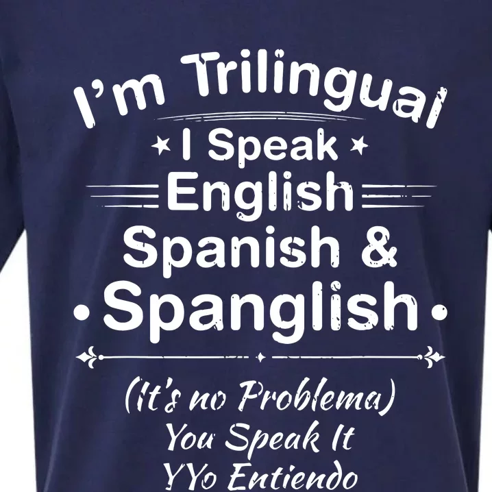 Trilingual English Spanish Spanglish Hispanic Latino Funny Sueded Cloud Jersey T-Shirt