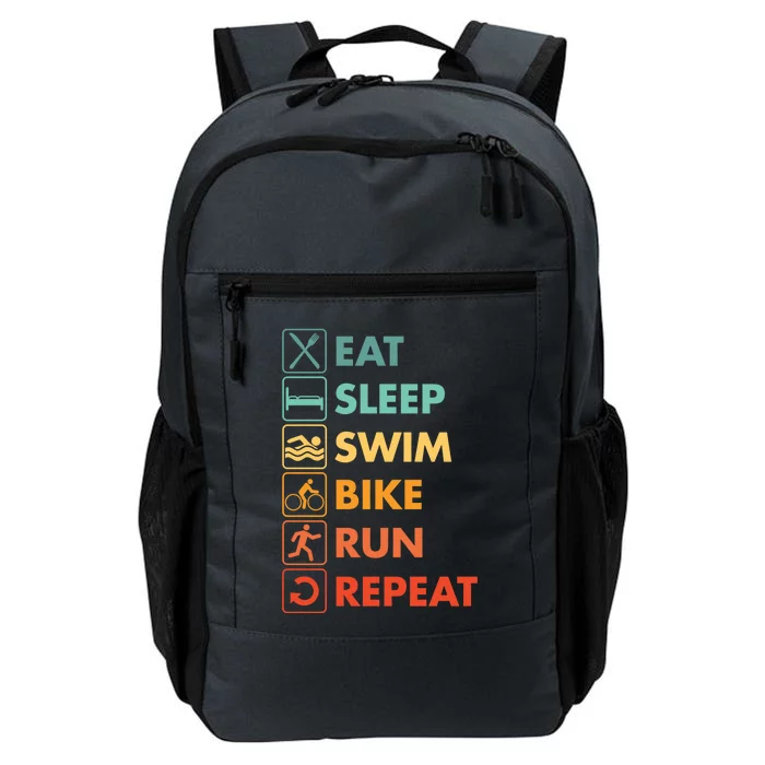 Triathlon Eat Sleep Swim Bike Run Repeat Cute Gift Daily Commute Backpack