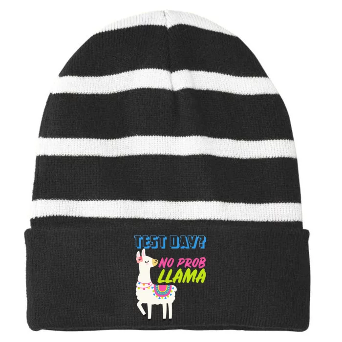 Test Day? No Probllama Striped Beanie with Solid Band