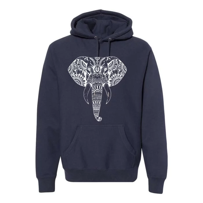 Trendy Elephant Tribal Indian Elephant Mandala Tribal Art Premium Hoodie