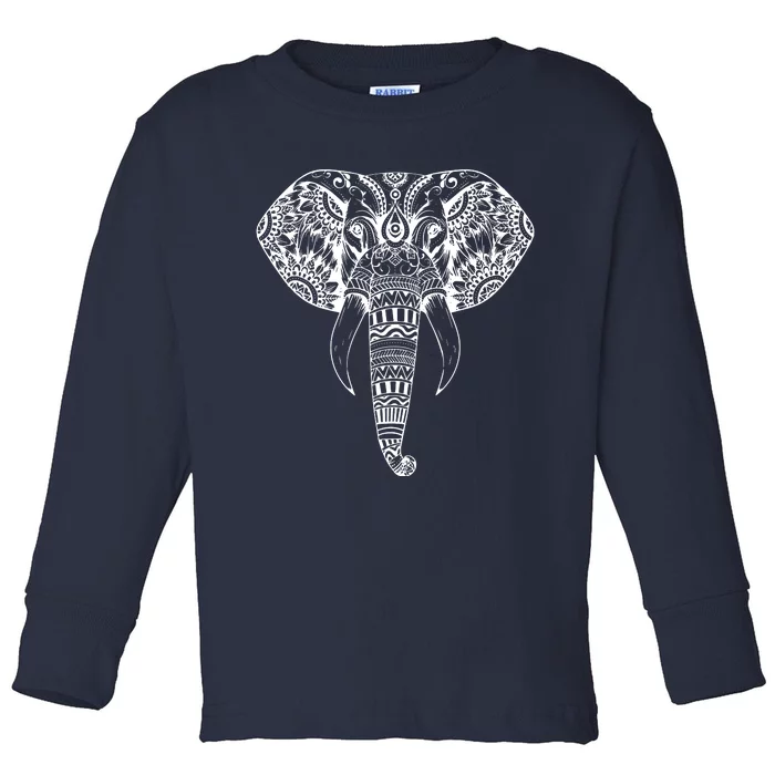 Trendy Elephant Tribal Indian Elephant Mandala Tribal Art Toddler Long Sleeve Shirt