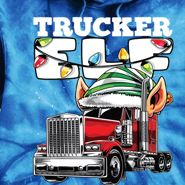 Trucker Elf Truck Driver Big Rig Funny Christmas Gift Tie Dye Hoodie