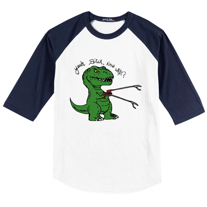 TRex Evolved T Rex With Grabbers Baseball Sleeve Shirt