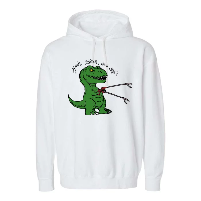 TRex Evolved T Rex With Grabbers Garment-Dyed Fleece Hoodie