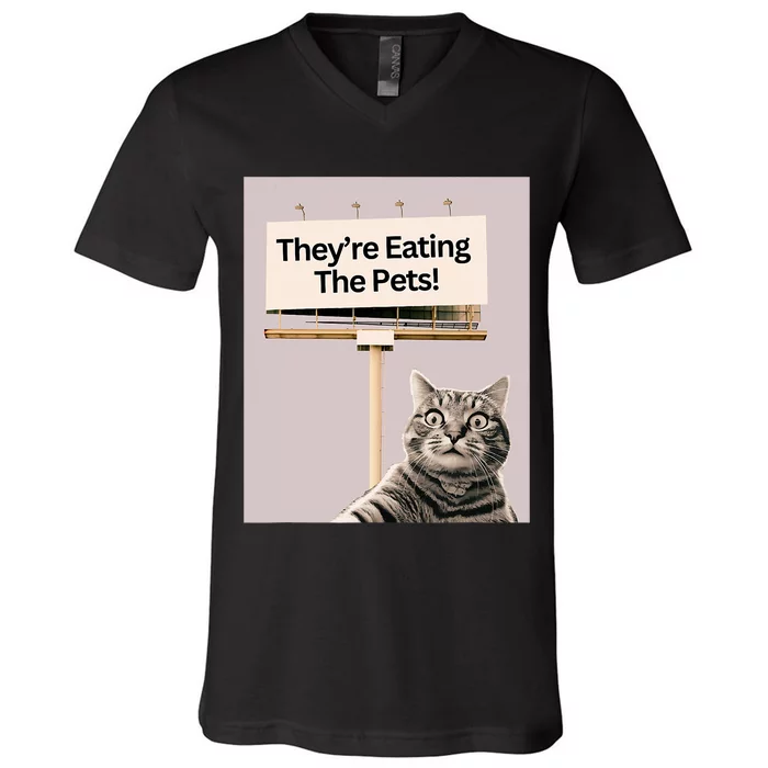 TheyRe Eating The Pets Dogs Cats We Are Not Going Back V-Neck T-Shirt