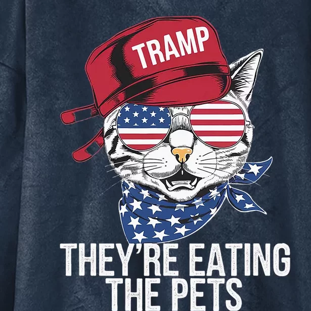 TheyRe Eating The Pets Cat Trump Parody Hooded Wearable Blanket