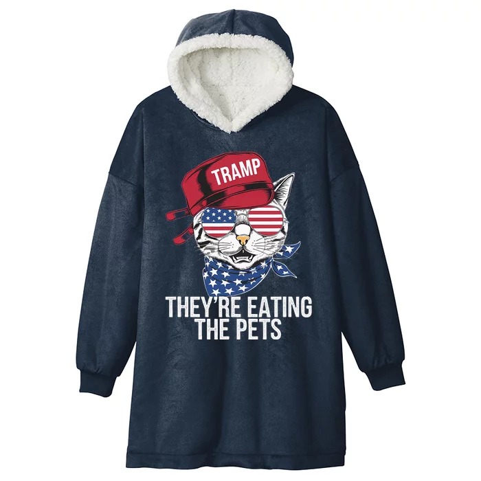 TheyRe Eating The Pets Cat Trump Parody Hooded Wearable Blanket