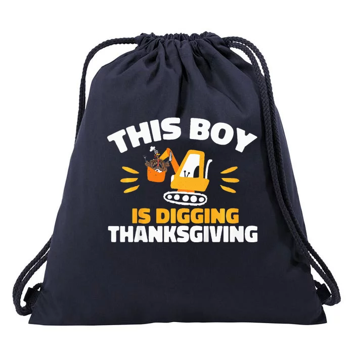 Turkey Excavator This  Is Digging Thanksgiving Drawstring Bag