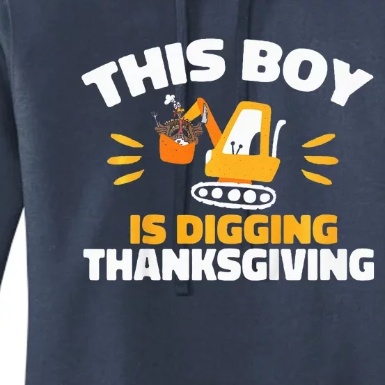 Turkey Excavator This  Is Digging Thanksgiving Women's Pullover Hoodie