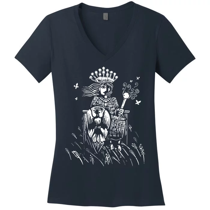 The Empress Tarot Card Iii Women's V-Neck T-Shirt